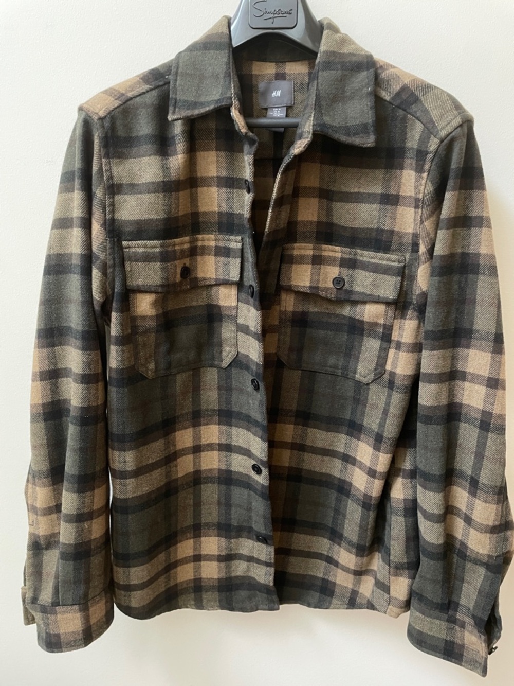 H&M Plaid Button-Down Shirt Jacket
